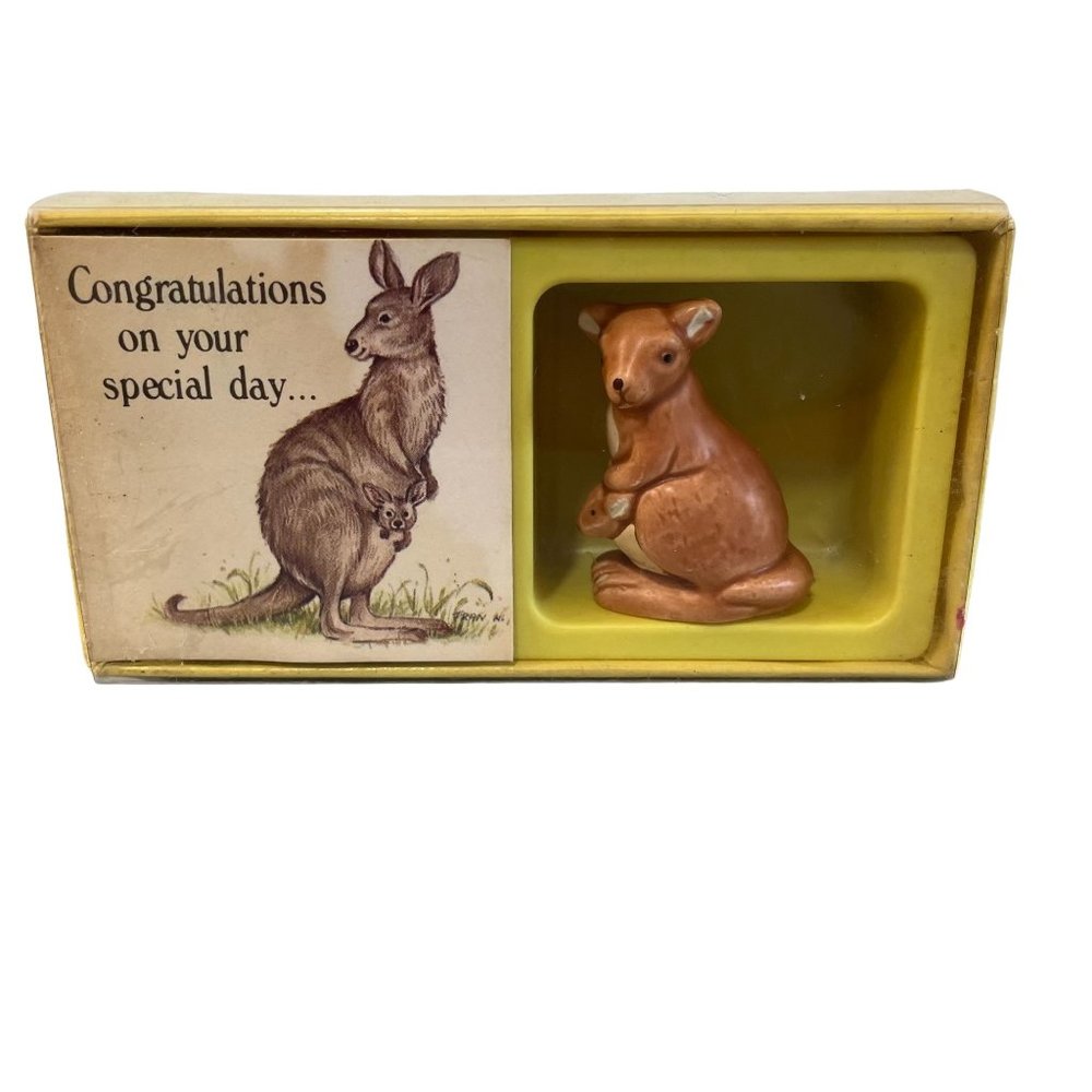 Americard American Greetings Vintage Tiny Kangaroo & Joey‎ Figurine Gifts